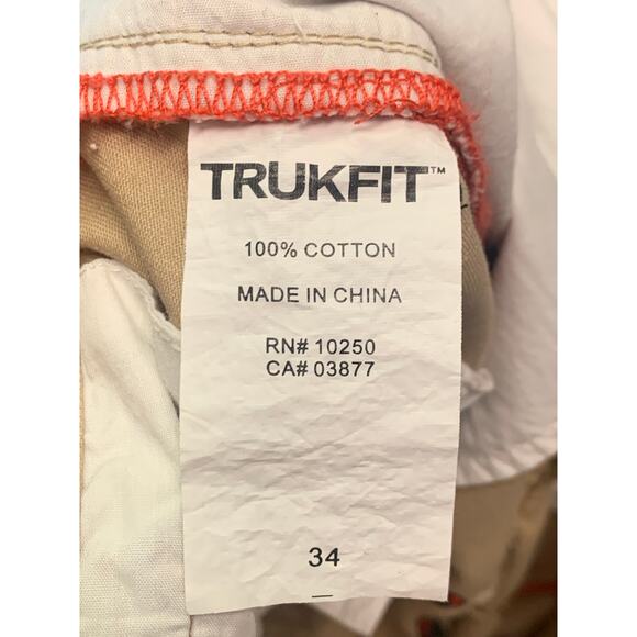 TRUKFIT khaki Chino flat front Embroidered all over pants 34 x 32 100% cotton - Picture 7 of 10